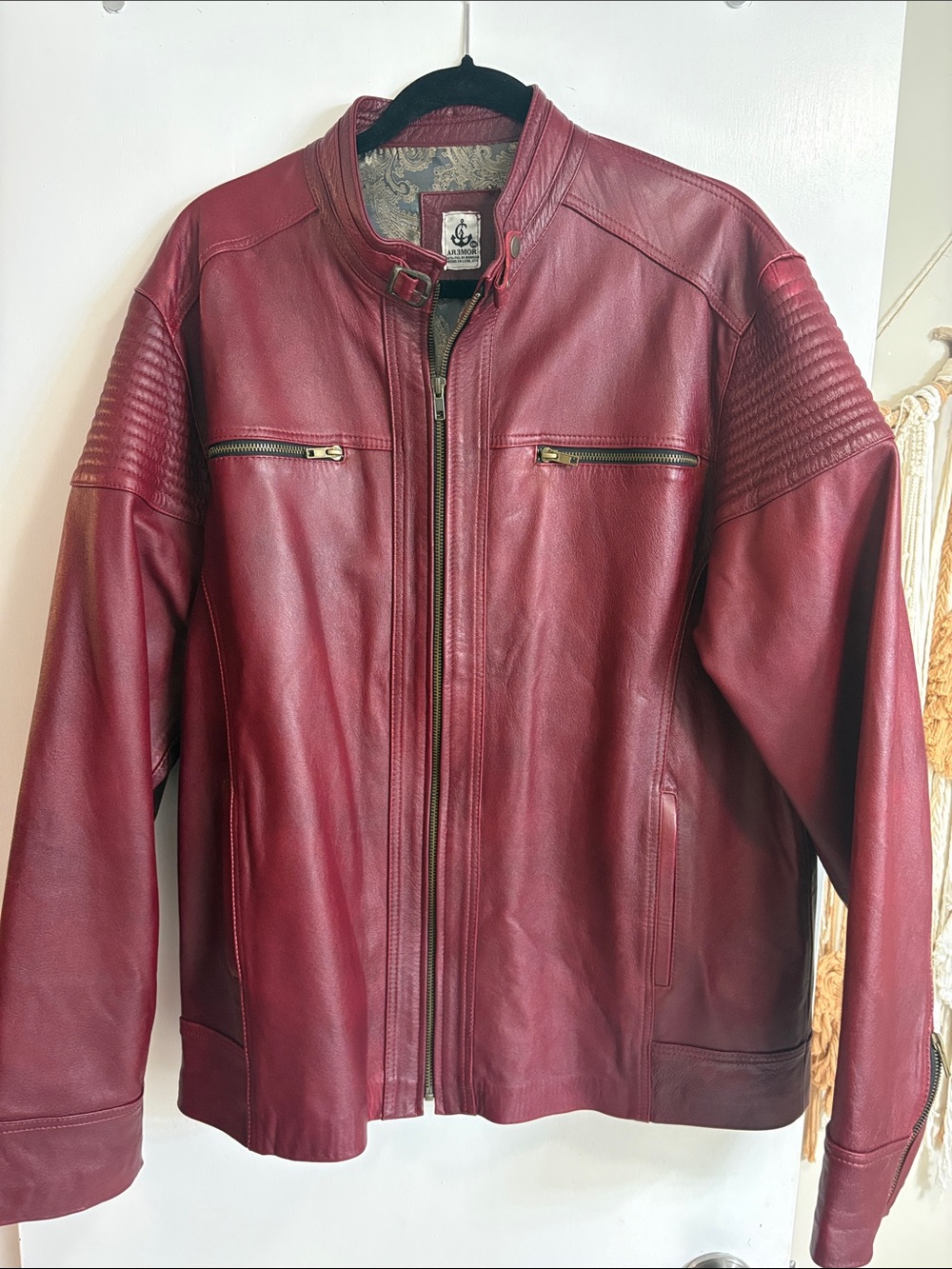 Women’s Burgundy 100 % Leather Moto Jacket